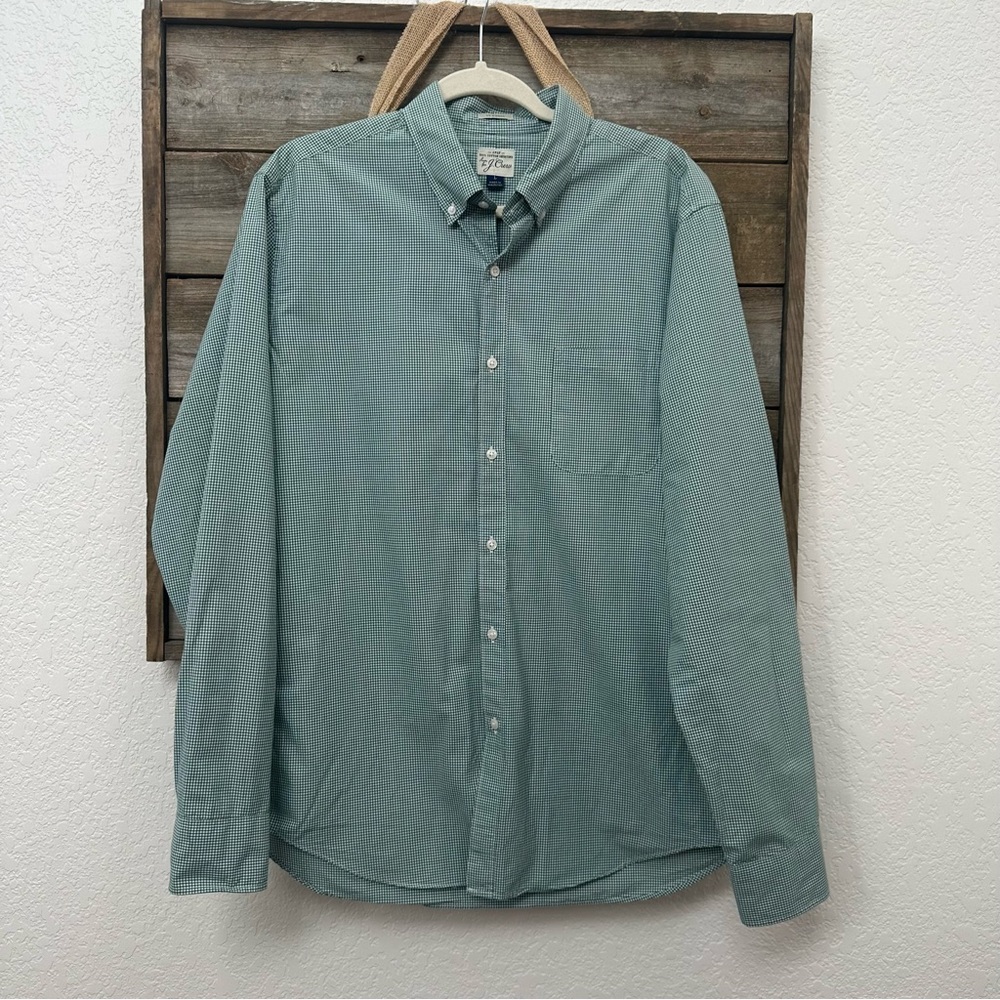 J. Crew Casual Green Gingham Button-Down Shirt‎ Classic fit men’s Large